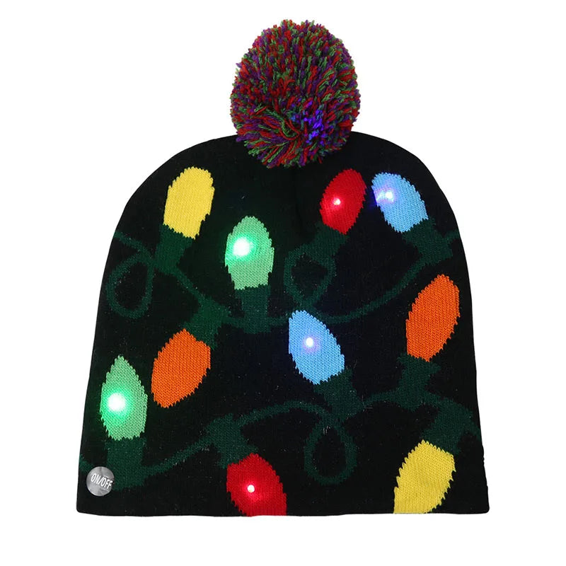 LED Knitted Christmas Beanie Hat