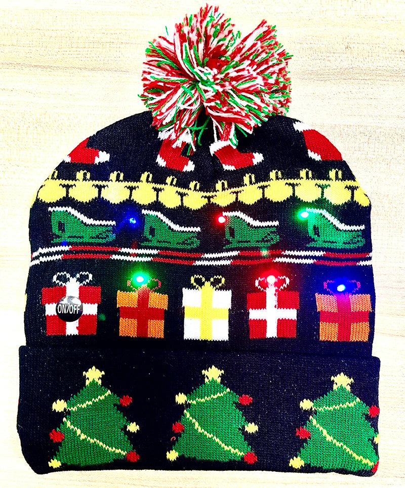 LED Knitted Christmas Beanie Hat