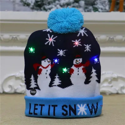 LED Knitted Christmas Beanie Hat