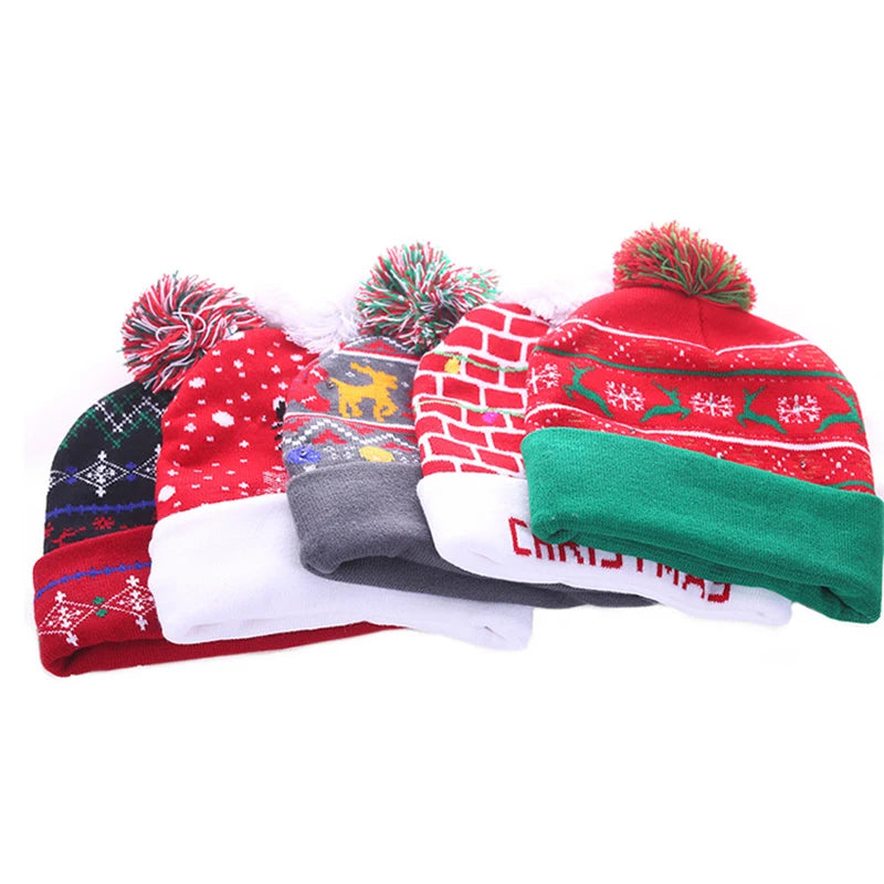 LED Knitted Christmas Beanie Hat
