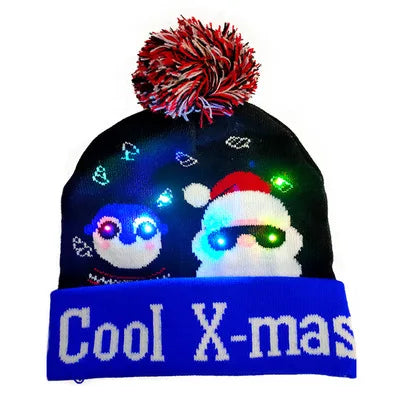 LED Knitted Christmas Beanie Hat