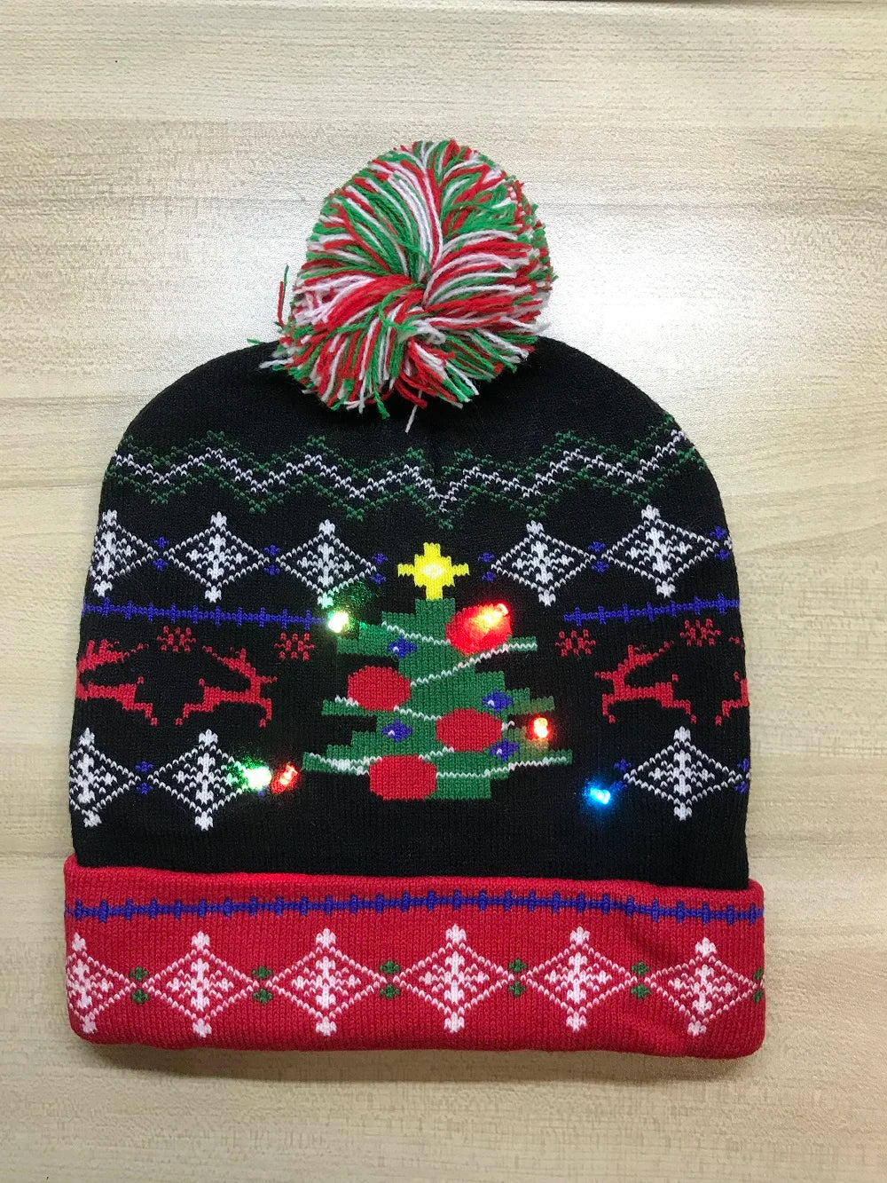 LED Knitted Christmas Beanie Hat
