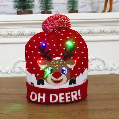 LED Knitted Christmas Beanie Hat