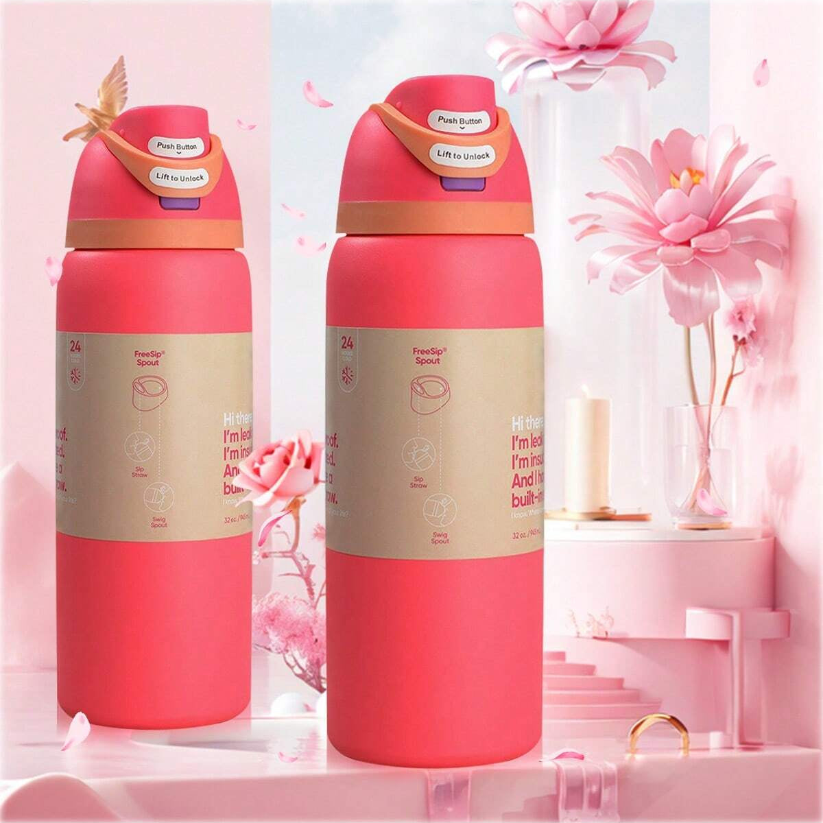 Owala Coral Powder Ice Water bottle