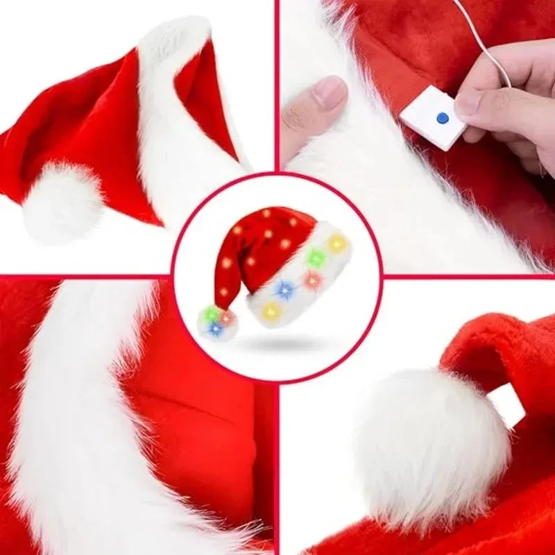 LED Plush Christmas Santa Hats