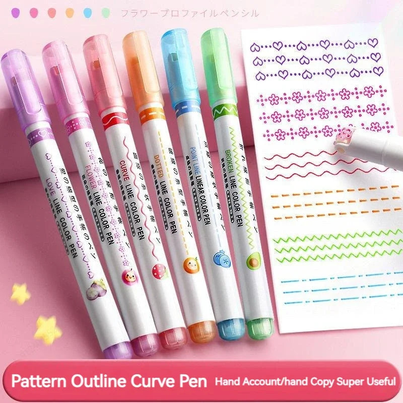 Flower Line Highlighter Pen Set