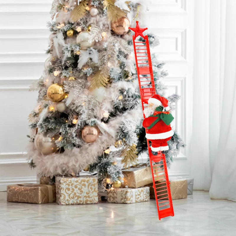 2024 Santa Claus Doll Climbing Ladder with Music Christmas Tree Ornaments Decorations For Home 2023 Navidad New Year Kids Gift