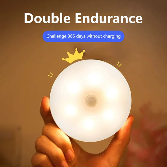 Bedroom Night Smart Motion Sensor Light USB LED Button Switch Rechargeable Light Kitchen Hallway Room
