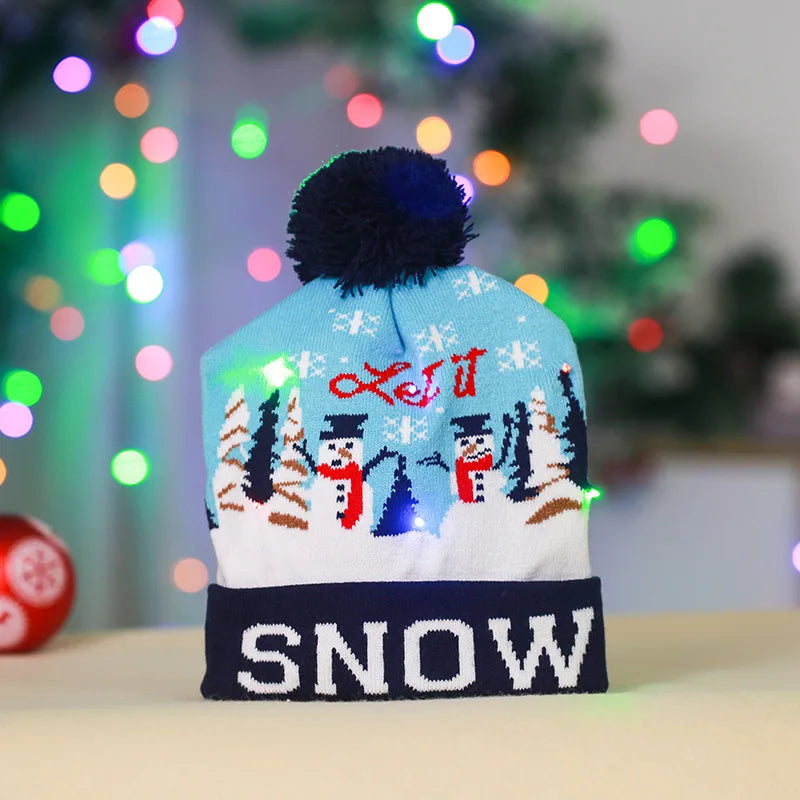 LED Knitted Christmas Beanie Hat