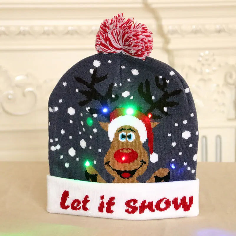 LED Knitted Christmas Beanie Hat