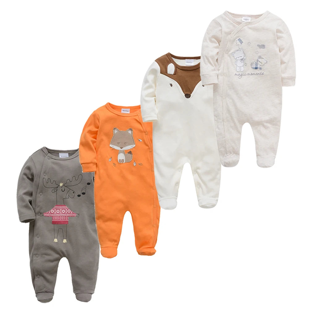 3/4 Pcs a Lot  Baby Boy Rompers Newborn Cotton Girls Clothes Long Sleeve Summer Soft Jumpsuit O-Neck 0-12M Onesie Clothing