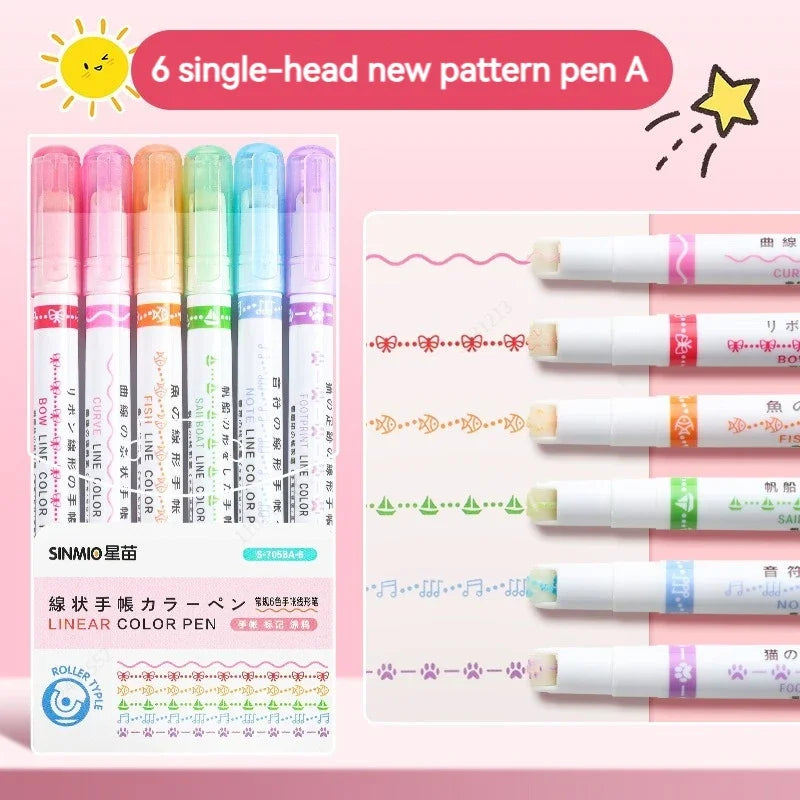 Flower Line Highlighter Pen Set