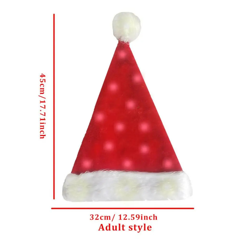 Merry Christmas LED lights High-end plush children adult Santa hat Christmas decorations Christmas supplies Luminous Santa hat