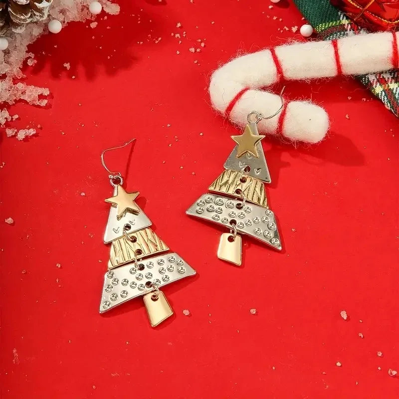 Vintage Metal Christmas Tree Earrings