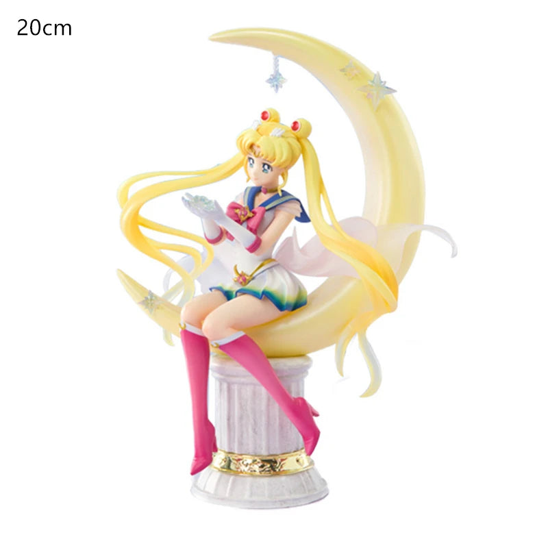 Sailor Moon Figure Anime Cartoon Jupiter Makoto Venus Minako Tsukino Rabbit Doll Toy Little Princess Cake Decoration Ornaments
