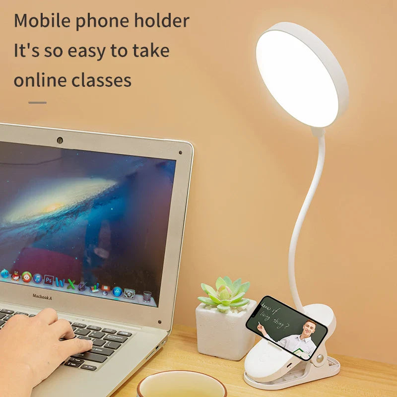 Table Lamp USB Rechargeable Desk Lamp Clip Bed Reading Book Night Light LED Touch 3 Modes Dimming Eye Protection Light Plug in