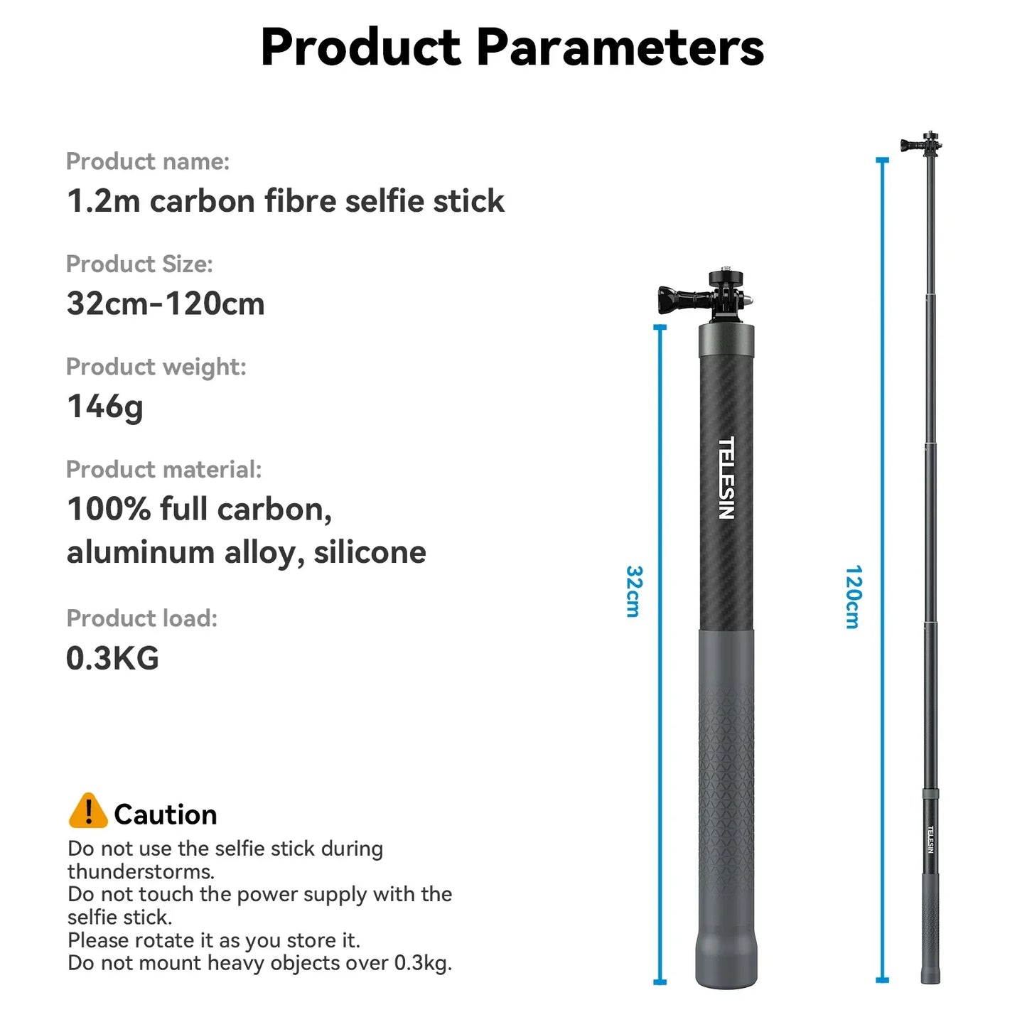 TELESIN Carbon Fiber Selfie Stick