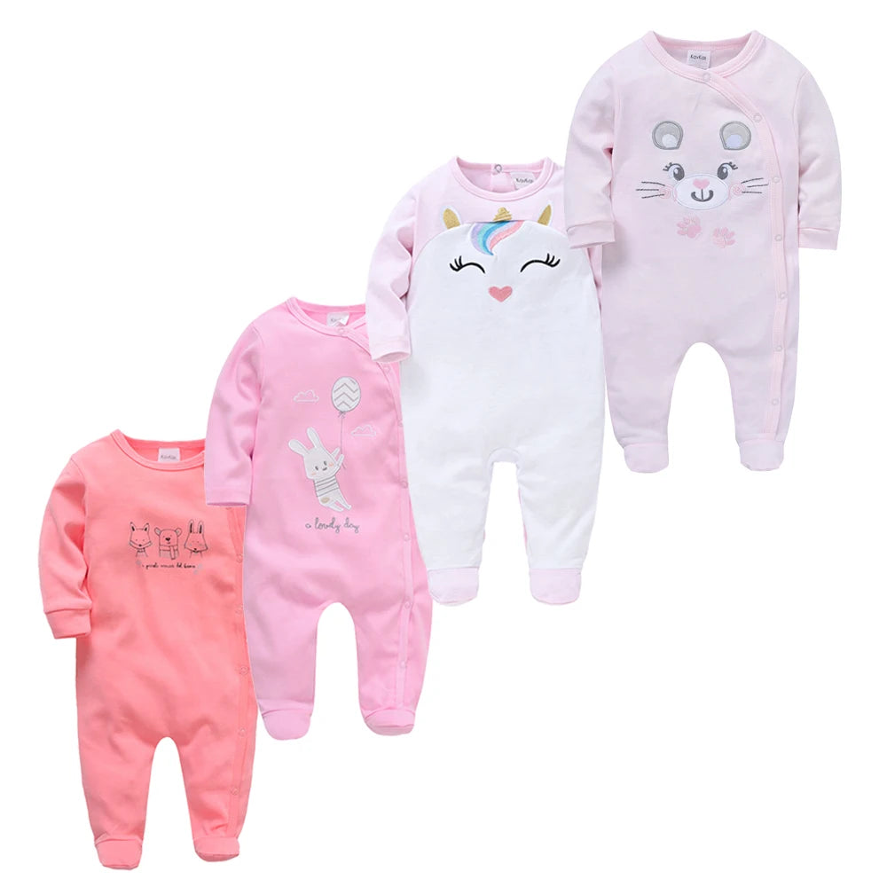 3/4 Pcs a Lot  Baby Boy Rompers Newborn Cotton Girls Clothes Long Sleeve Summer Soft Jumpsuit O-Neck 0-12M Onesie Clothing