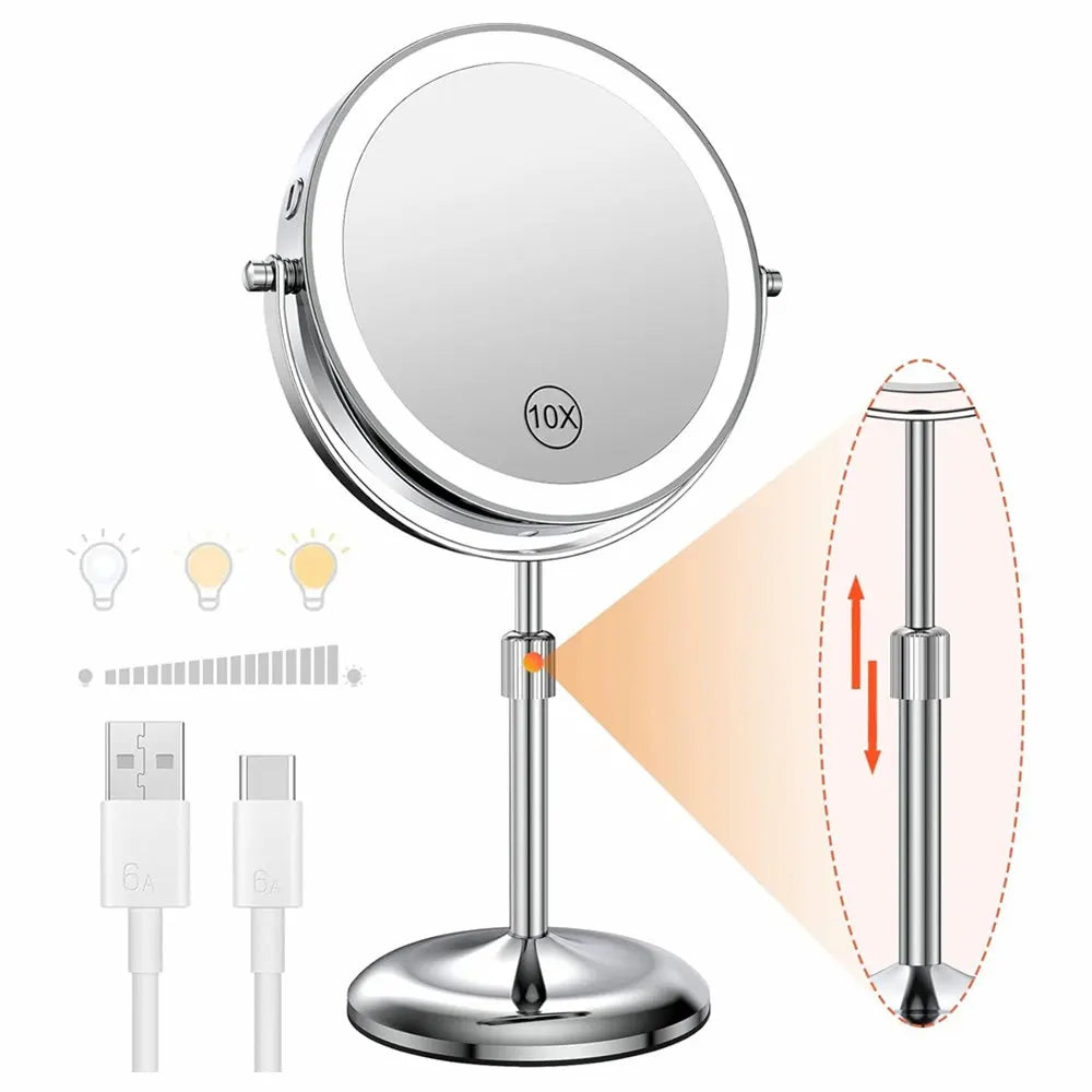 8-Inch Lighted Magnifying Makeup Mirror
