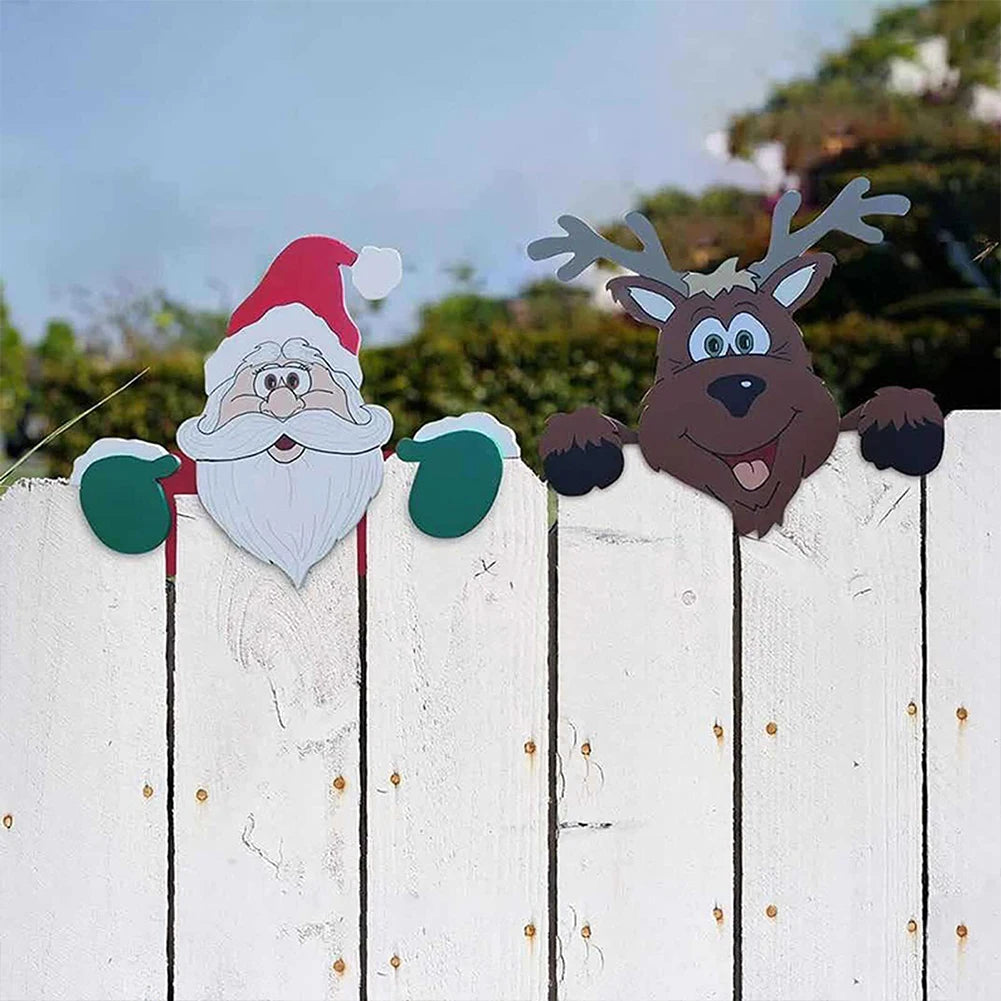 Christmas Outdoor Fence Art Sign Ornament Versatile Peeking Garden Yard Decorations Cute for Garden Yard Patio Decor