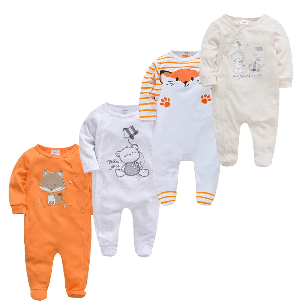3/4 Pcs a Lot  Baby Boy Rompers Newborn Cotton Girls Clothes Long Sleeve Summer Soft Jumpsuit O-Neck 0-12M Onesie Clothing