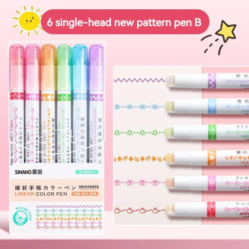 Flower Line Highlighter Pen Set