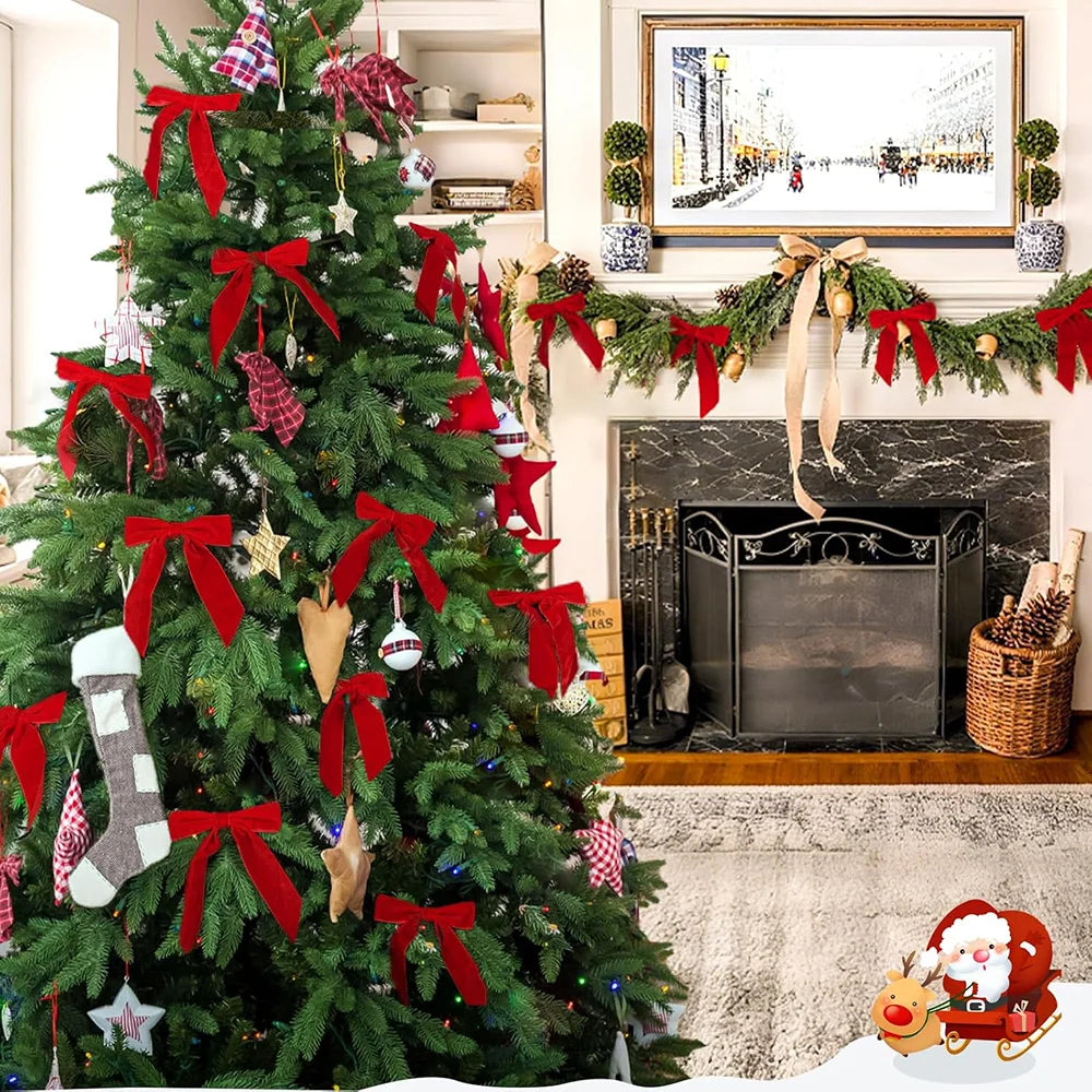 Velvet Christmas Bows Decorations Set