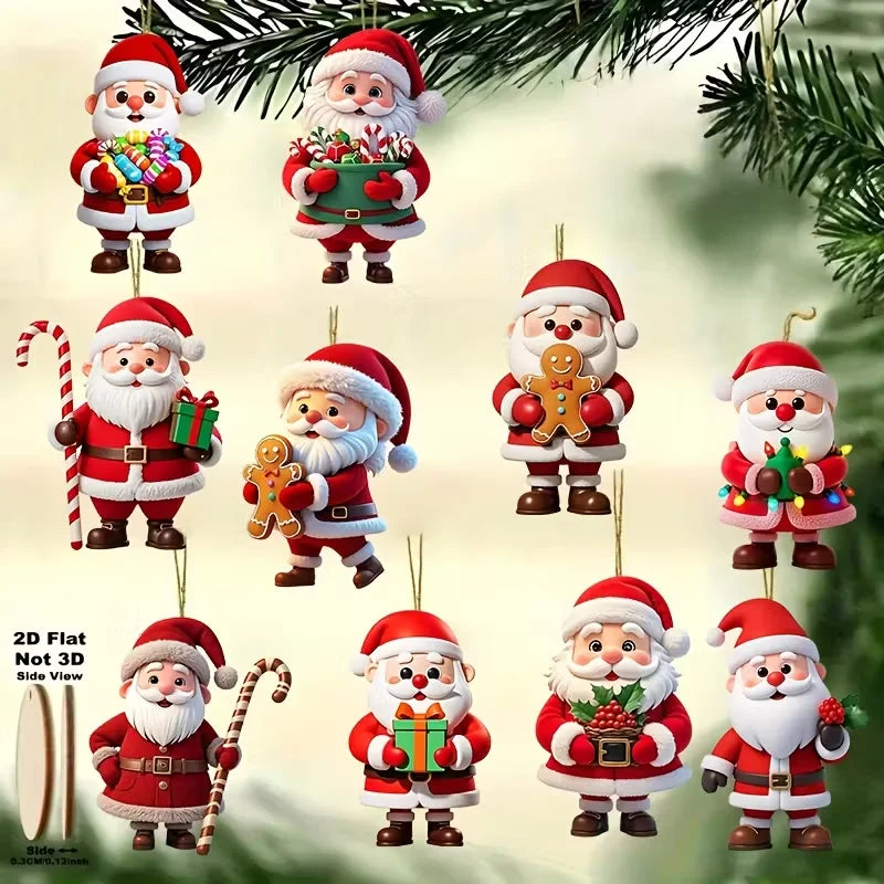 Wooden German Santa Decorations Set