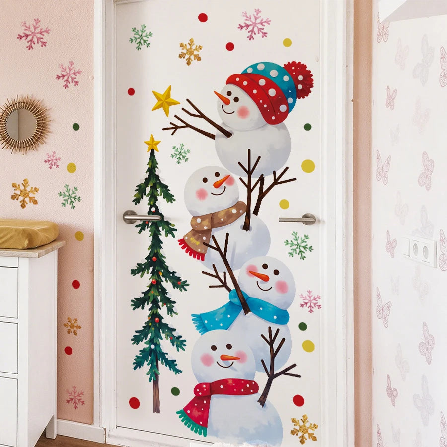 Colorful Snowman Christmas Wall Stickers