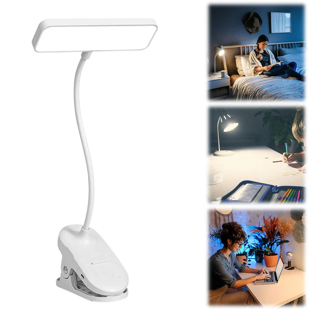 LED Reading Light Bendable Touch Lamp USB Charging Clip On Reading Lamp Multi-Function Small Night Lights for Bedroom Dormitory