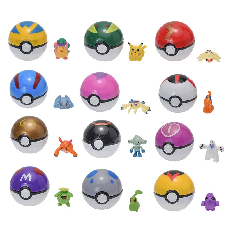 12Pcs Pokemon Poke Ball Set
