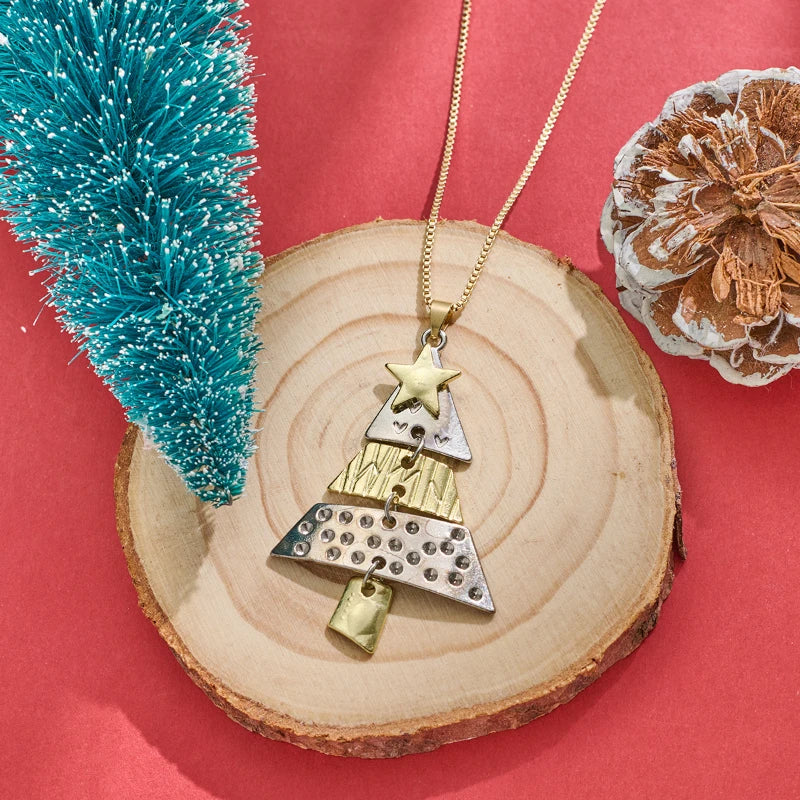 Vintage Metal Christmas Tree Earrings