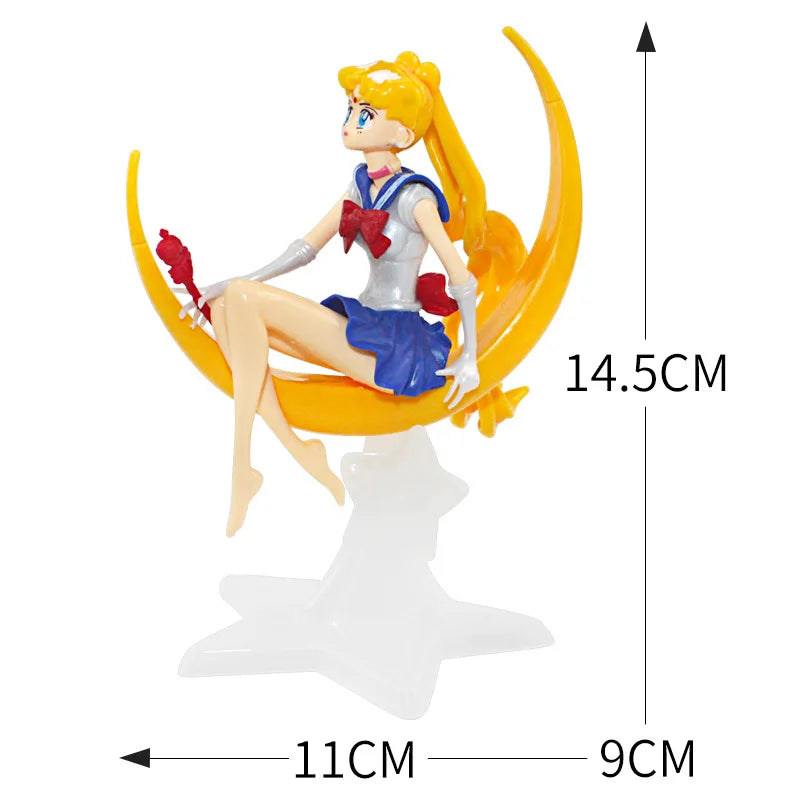 Sailor Moon Figure Anime Cartoon Jupiter Makoto Venus Minako Tsukino Rabbit Doll Toy Little Princess Cake Decoration Ornaments