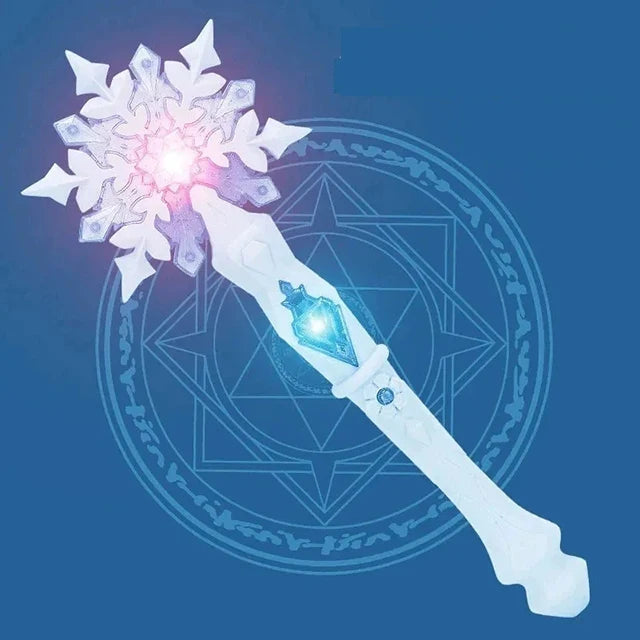 Princess Snow Wand Toy Fairy Girls Glowing Wands Christmas Halloween Children Toys Snowflake Light Sound Sticks Kid Cosplay