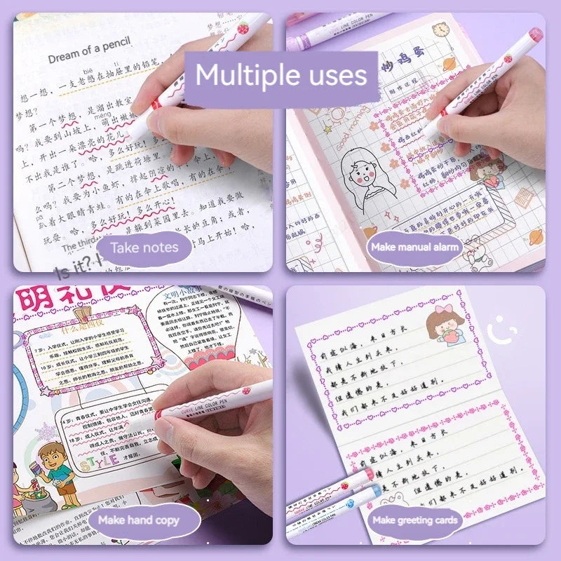 Flower Line Highlighter Pen Set