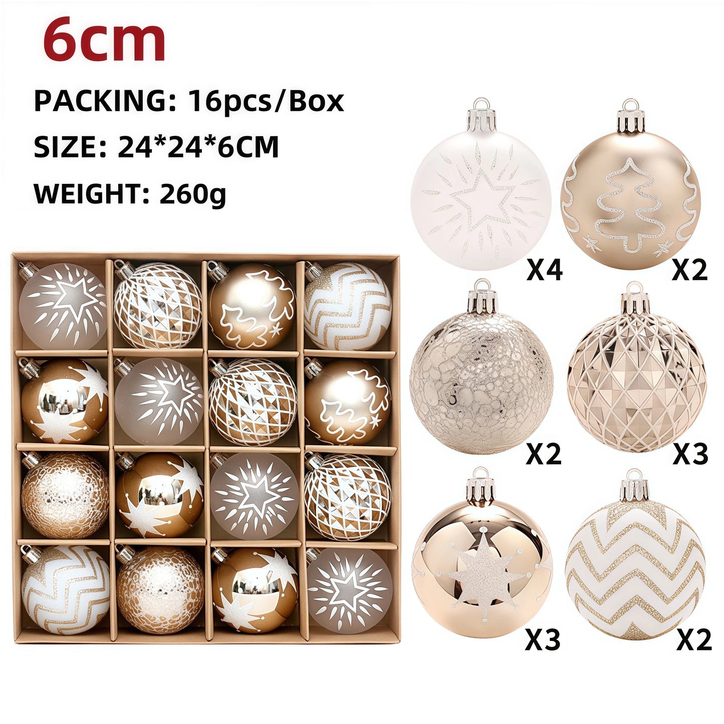 Champagne Gold Christmas Ball Ornaments