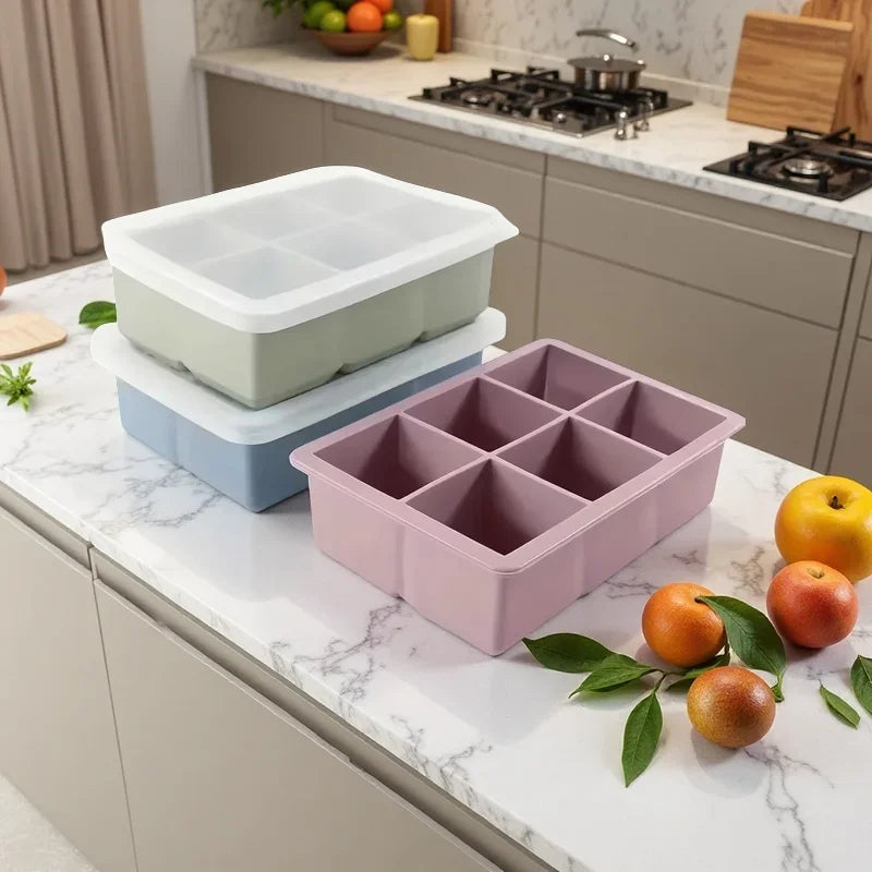 6-Cavity Silicone Ice Cube Tray