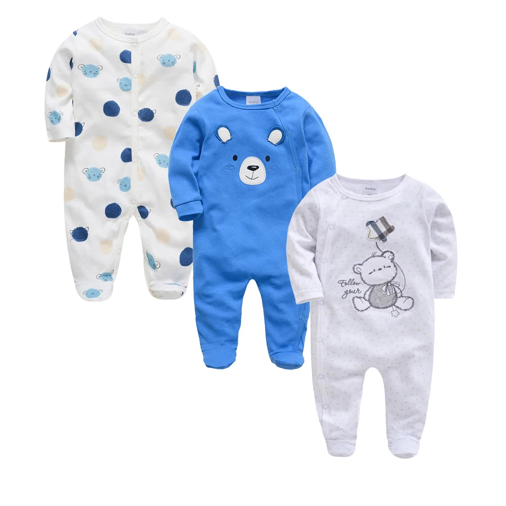 3/4 Pcs a Lot  Baby Boy Rompers Newborn Cotton Girls Clothes Long Sleeve Summer Soft Jumpsuit O-Neck 0-12M Onesie Clothing