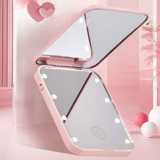 Compact Folding LED Makeup Mirror
