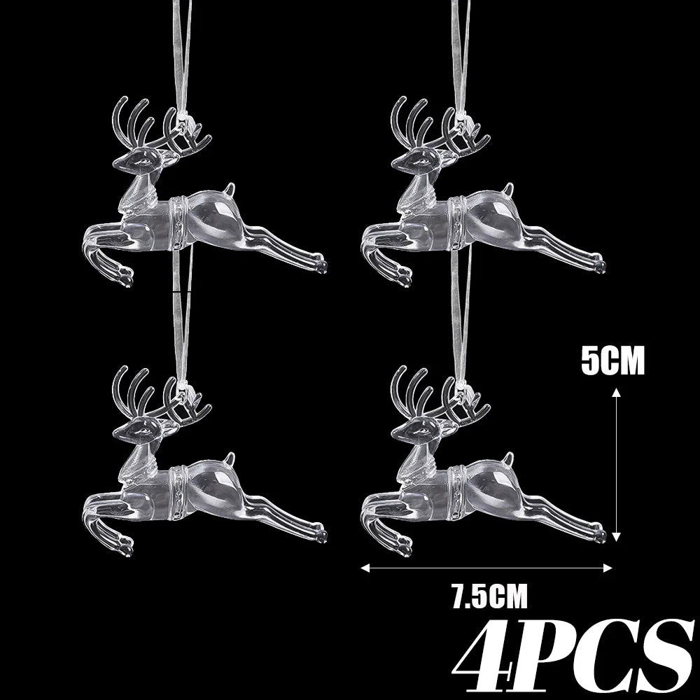 24/2PCS Crystal Clear Christmas Ornaments Acrylic Snowflake Icicles Pendants Winter Party Holiday Xmas Tree Hanging Decorations