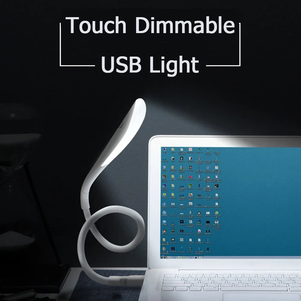 Mini Portable USB LED Light Touch Sensor Lights Dimmable Adjustable Bright Table Desk Lamp For Power Bank PC Laptop Notebook