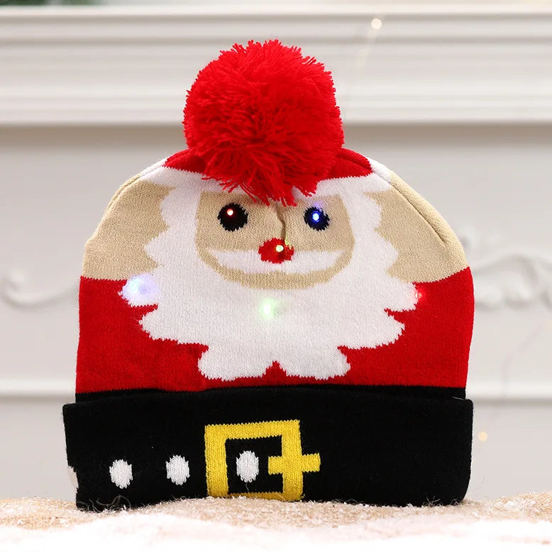 LED Knitted Christmas Beanie Hat