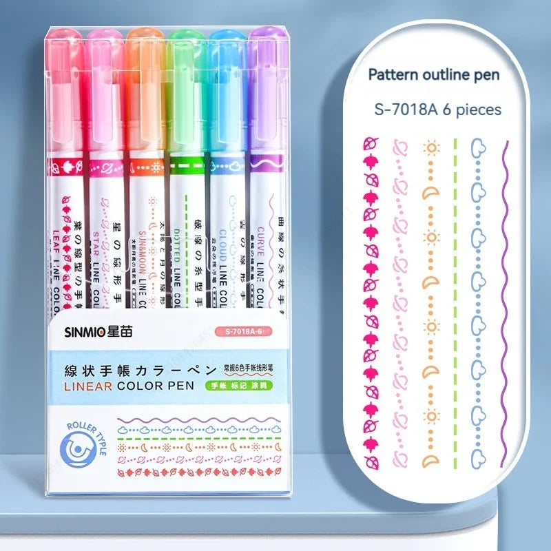 Flower Line Highlighter Pen Set