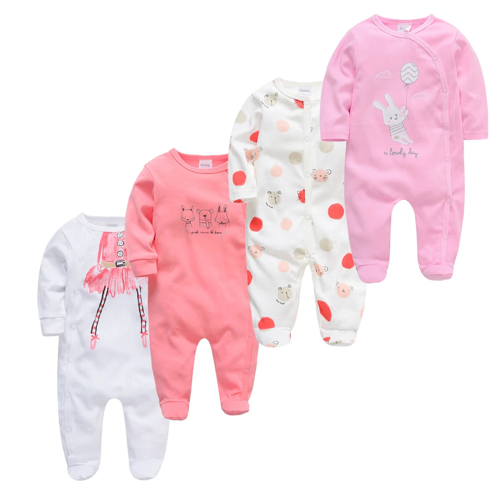 3/4 Pcs a Lot  Baby Boy Rompers Newborn Cotton Girls Clothes Long Sleeve Summer Soft Jumpsuit O-Neck 0-12M Onesie Clothing