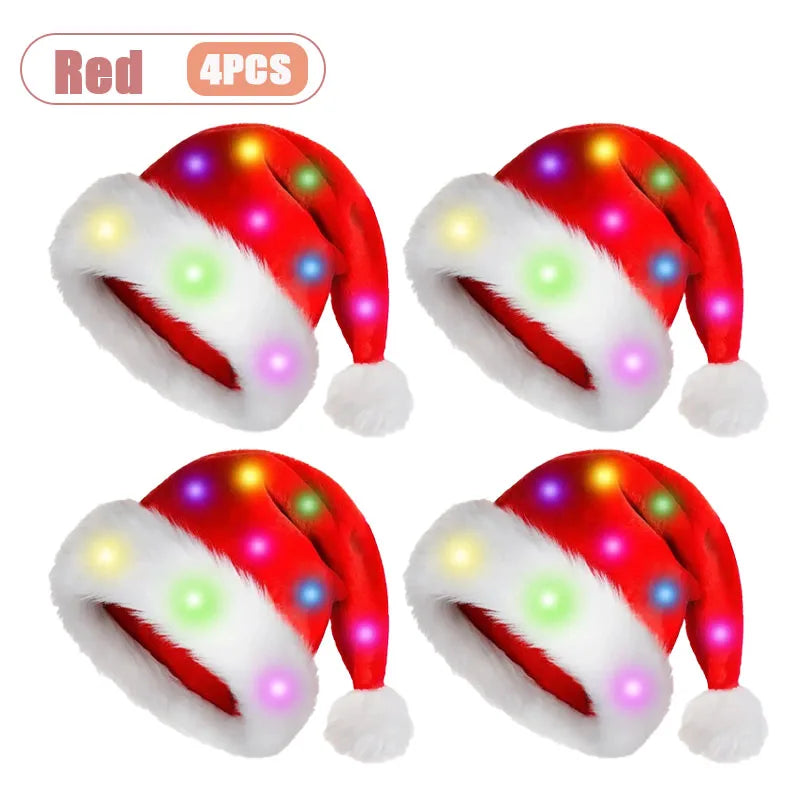 LED Red Velvet Santa Hats