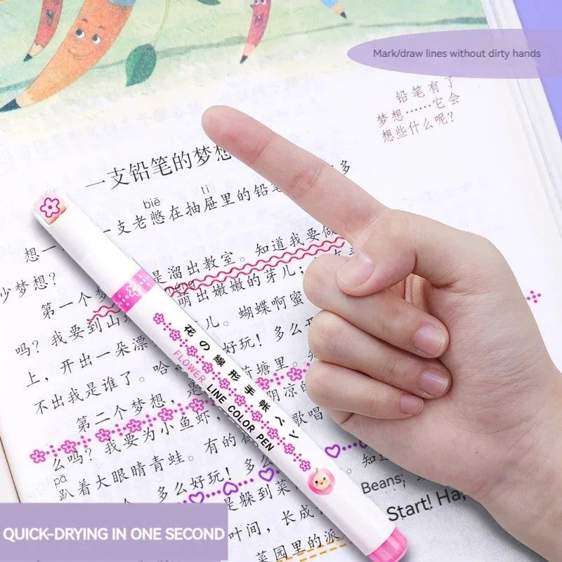 Flower Line Highlighter Pen Set