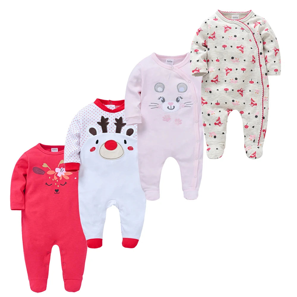 3/4 Pcs a Lot  Baby Boy Rompers Newborn Cotton Girls Clothes Long Sleeve Summer Soft Jumpsuit O-Neck 0-12M Onesie Clothing