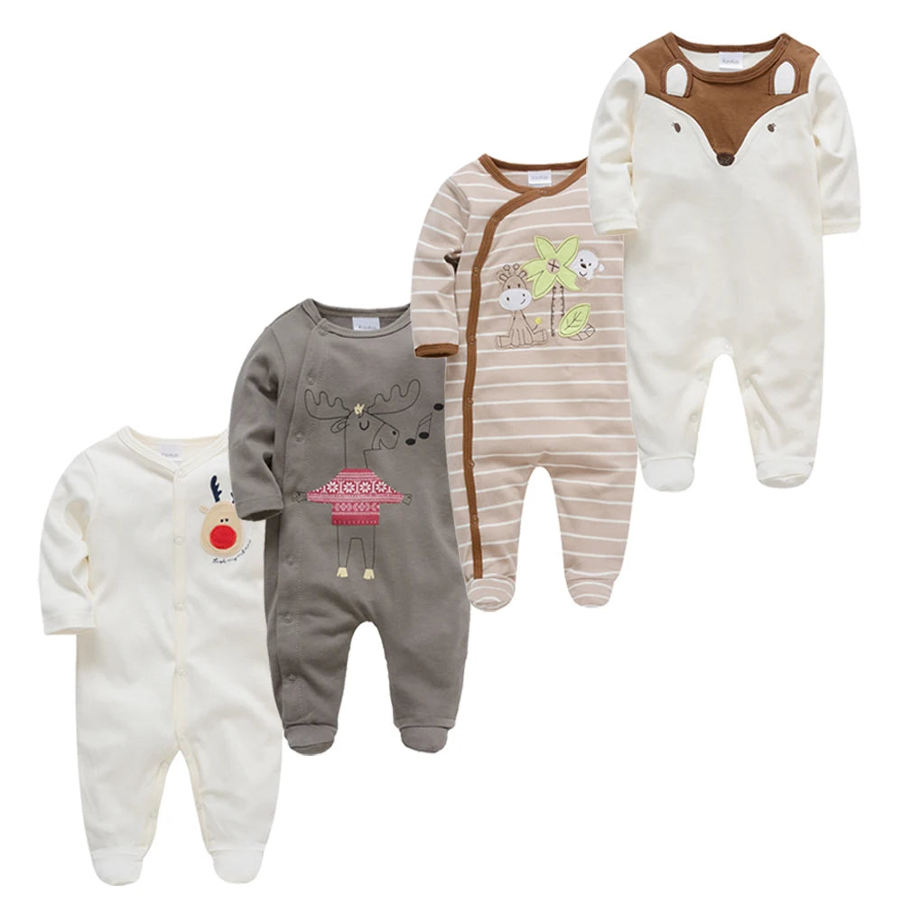 3/4 Pcs a Lot  Baby Boy Rompers Newborn Cotton Girls Clothes Long Sleeve Summer Soft Jumpsuit O-Neck 0-12M Onesie Clothing