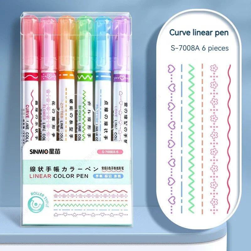 Flower Line Highlighter Pen Set