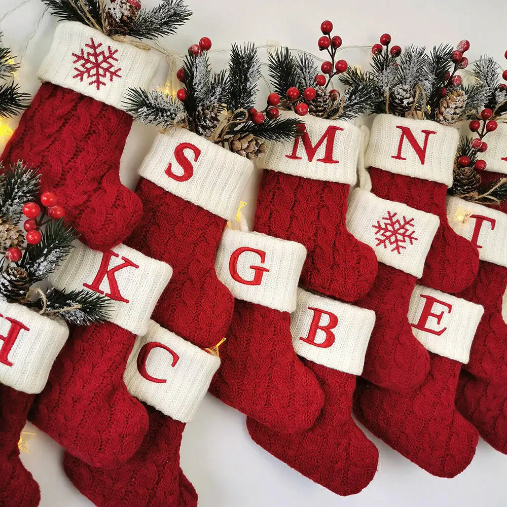 Knitted Christmas Stocking Tree Decorations